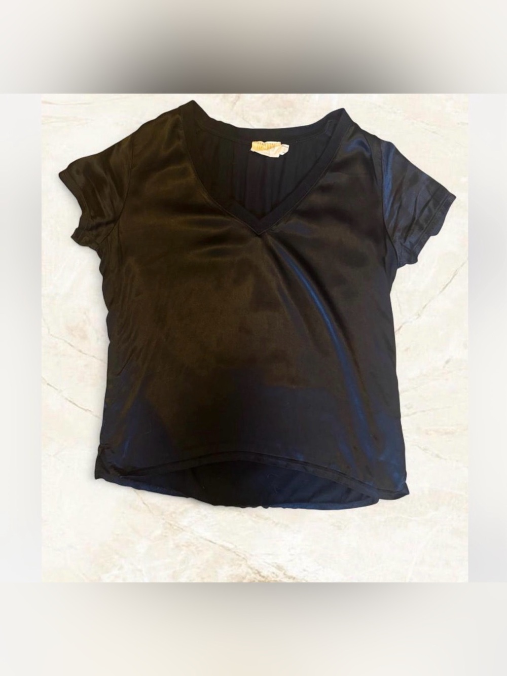 Nation LTD Black Satin Top Basics Size Small Minimalist Basic